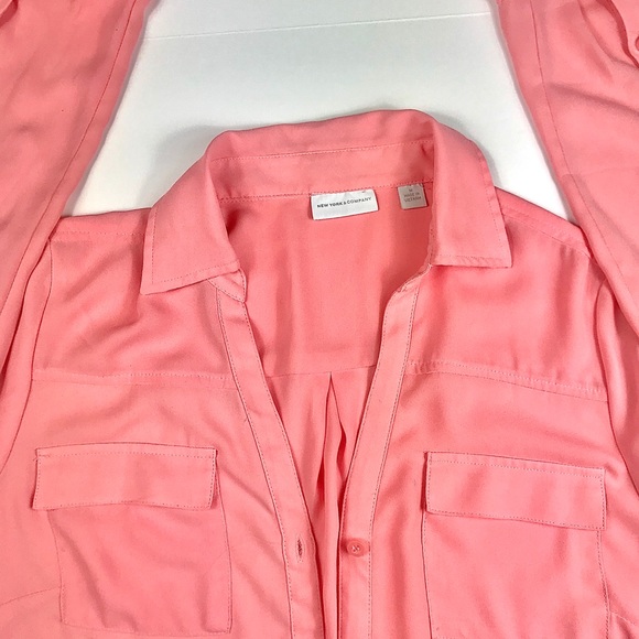 NEW YORK & COMPANY Blouse, Pink, Size M - Picture 2 of 8